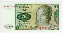 Germany - FRG 5 Deutsche Mark 1960
P# 18a; N# 207879; # B6596714A; UNC