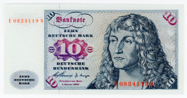 Germany - FRG 10 Deutsche Mark 1960
P# 19; # 0824119; XF