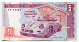 Germany - FRG 5 Schilling 2019 Specimen "Porshe 356"
# B1 000214; Fantasy Banknote; Limited Edition; Made by Matej Gábriš; BUNC