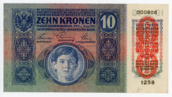 Austria 10 Kronen 1919 (ND)
P# 51a; N# 206765; # 1258 000806; UNC