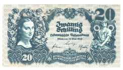 Austria 20 Shillings 1945
P# 116a; N# 219740; # 70886; UNC