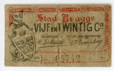 Belgium Brugge 25 Centimes 1915 Notgeld
# 05742; Stad Brugge 1-6-15; F