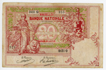 Belgium 20 Francs 1914
P# 67; N# 201650; #60763953 2431 O 953; F