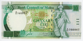 Malta 10 Liri L.1967 (1994)
P# 45c; N# 217295; #C/41 766867; Signature Emanuel Ellul; AUNC-UNC