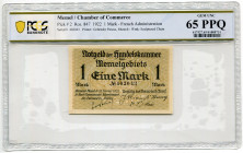 Memel 1 Mark 1922 PCGS 65 PPQ
P# 2; N# 204934; # 402043; UNC
