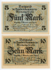 Memel 5 & 10 Mark 1922
P# 4b, 5b; N# 204937, 204938; WMK: Contoured chain; UNC