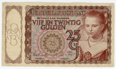 Netherlands 25 Gulden 1943
P# 60; N# 210800; # 8AG 016958; VF+