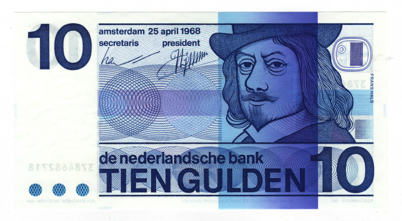 Netherlands 10 Gulden 1968
P# 91B; N# 201570; # 3784682718; UNC