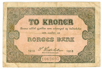 Norway 2 Kroner 1918
P# 14a; N# 267601; # 1062607: VF