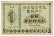 Norway 1 Krone 1942
P# 15; N# 205831; # D.0982822; VF+