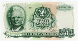 Norway 50 Kroner 1981
P# 37d; N# 212478; # L0405330; UNC