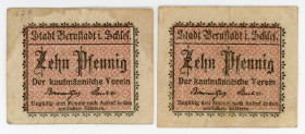 Poland Bernstadt/Bierutów Lot of 2 Notgelds 1914 - 1921
N# 278865; VF-XF