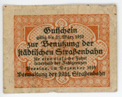Poland Breslau/Wrocław Tram Ticket 1919 - 1920
VF+