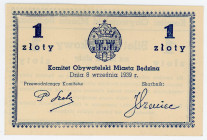 Poland Komitet Obywatelski Miasta Będzina 1 Zloty 1939
Kard. 19.9.24; AUNC