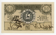 Poland Russia Zedlitz/Siedlec/Siedlce 50 Fenigow 1917 Notgeld
K19.80.2; # 2568; UNC; Currency of Russia of extraordinary circumstances; Municipal iss...
