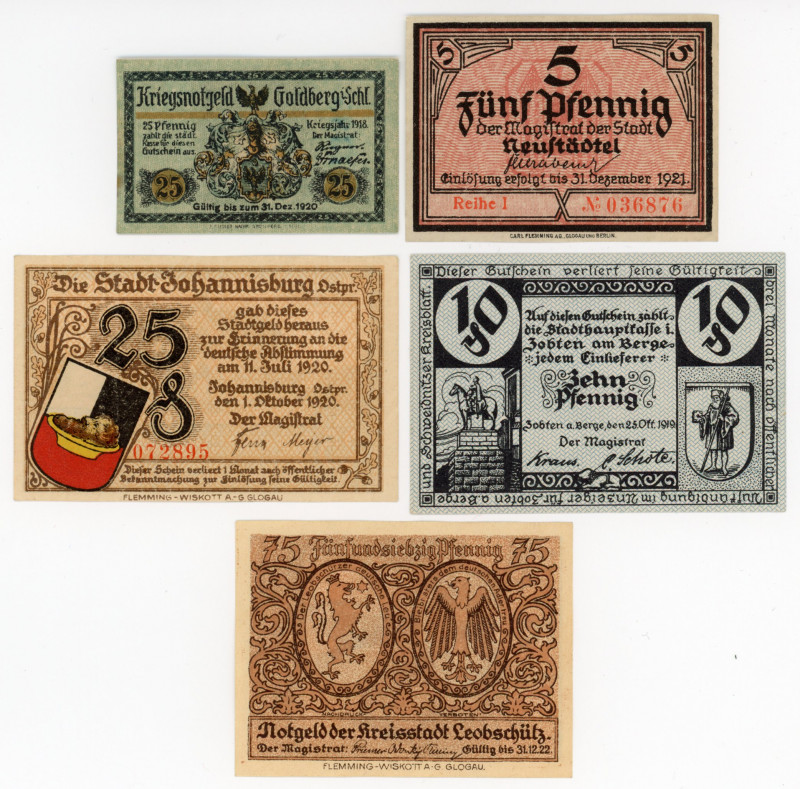 Poland Lot of 5 Notgelds 1919 - 1922
XF-UNC