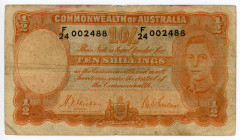 Australia 10 Shillings 1939 - 1941 (ND)
P# 25a; N# 202341; # F24-002488; VF