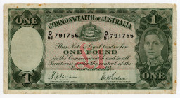 Australia 1 Pound 1938 - 1941 (ND)
P# 26a; N# 202348; # O51-791756; VF+