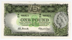 Australia 1 Pound 1953 - 1960 (ND)
P# 30a; N# 202361; # HK65-986823; AUNC