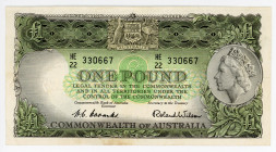 Australia 1 Pound 1953 - 1960 (ND)
P# 30a; N# 202361; # HE22-330667; Crispy; VF-XF