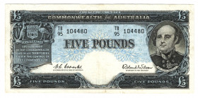 Australia 5 Pounds 1954 (ND)
P# 31a; N# 202362; # 104480;VF