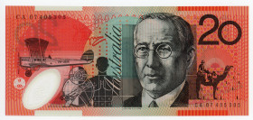Australia 20 Dollars 2007 (ND)
P# 59e, TBB# B221; N# 202864; # CA07405305; UNC