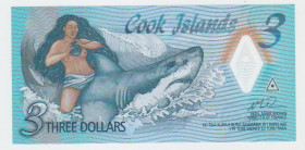 Cook Islands 3 Dollars 2021 (ND)
N# 300216; # AA 035387; Polymer; "Ina & Shark"; UNC