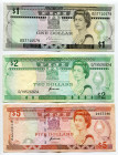 Fiji 1 - 2 - 5 Dollars 1987 - 1995 (ND)
P# 86a - 90a - 93a; XF-AUNC