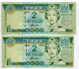 Fiji 2 x 2 Dollars 1996 (ND)
P# 96a & 96b; N# 206637; UNC