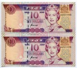 Fiji 2 x 10 Dollars 1996 (ND) Consecutive Numbers
P# 98b; N# 206640; UNC