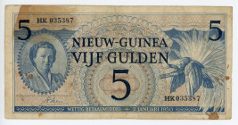 Netherlands New Guinea 5 Gulden 1950
P# 6a; N# 212767; #HK035387; F-VF