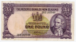 New Zealand 1 Pound 1955 - 1956 (ND)
P# 159b; N# 204075; # 260192549; Crispy; VF-XF