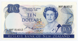 New Zealand 10 Dollars 1985 - 1989 (ND)
P# 172b; N# 205605; # NVF814012; XF+