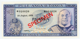Tonga 10 Pa'anga 1978 Specimen
P# 22bCS1; # 010026; UNC