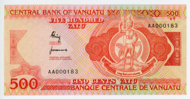 Vanuatu 500 Vatu 1982 (ND)
P# 2a; N# 206307; #AA000183; Low Number; UNC