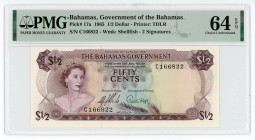 Bahamas 1/2 Dollar 1965 PMG 64 EPQ
P# 17a; N# 220971; #C166822; UNC