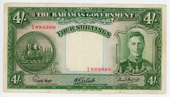 Bahamas 4 Shillings 1936
P# 9e; N# 232654; #A/9 895380; VF