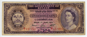 Belize 2 Dollars 1975
P# 34b; N# 207632; #B/1 157255; F-VF