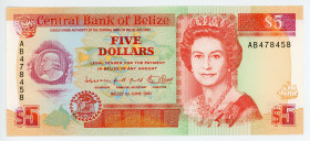 Belize 5 Dollars 1991
P# 53b; N# 224499; #AB478458; UNC