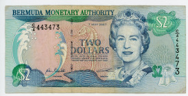 Bermuda 2 Dollars 2007
P# 50b; N# 205517; #C/4 443473; Very rare year; F-VF