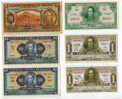 Bolivia Lot of 6 Notes 1928
2 x 1 - 5 - 2 x 10 - 50 Bolivianos; VF-AUNC