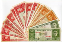 Bolivia Lot of 15 Notes 1962
P# 154a - 162a - 163a; 2 x 10 - 4 x 50 - 9 x 100 Pesos Bolivianos; F-AUNC