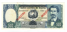 Bolivia 500 Pesos 1981 Specimen
P# 165s; N# 208847; # 00000000; UNC-