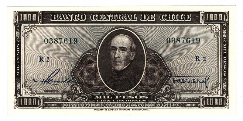 Chile 1000 Pesos 1947 (ND)
P# 116a; N# 228871; # 0387619; UNC