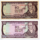 Colombia 2 x 20 Pesos Oro 1985 - 1986
P# 425a & 425b; N# 213919; Pinholes on 1985; AUNC-UNC