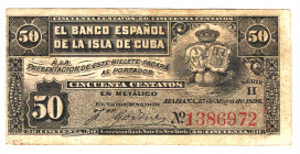 Cuba 50 Centavos 1896
P# 46a; N# 204631; # 1386972; VF+