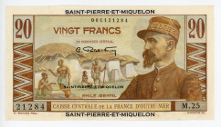 Saint Pierre & Miquelon 20 Francs 1950 - 1960 (ND)
P# 24; N# 202454; #M.25 21284; AUNC-UNC