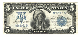 United States Silver Certificate 5 Dollars 1899
P# 340; N# 314419; # N3639513; Elliott & Burke, Indian - rare; VF