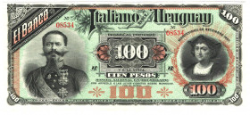 Uruguay Banco Italiano 100 Pesos 1887
P# S215; # 08534; UNC