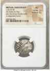 BRITAIN. Durotriges. Ca. 60-20 BC. AR stater (19mm, 4.79 gm, 7h). NGC AU 3/5 - 3/5. Badbury Rings type. Devolved head of Apollo right / Disjointed hor...